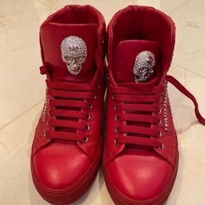 Philipp Plein snakeskin print leather sneakers